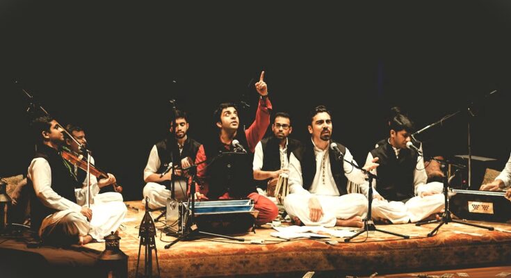 Live Qawwali performance in Lahore with traditional instruments and spiritual ambiance.