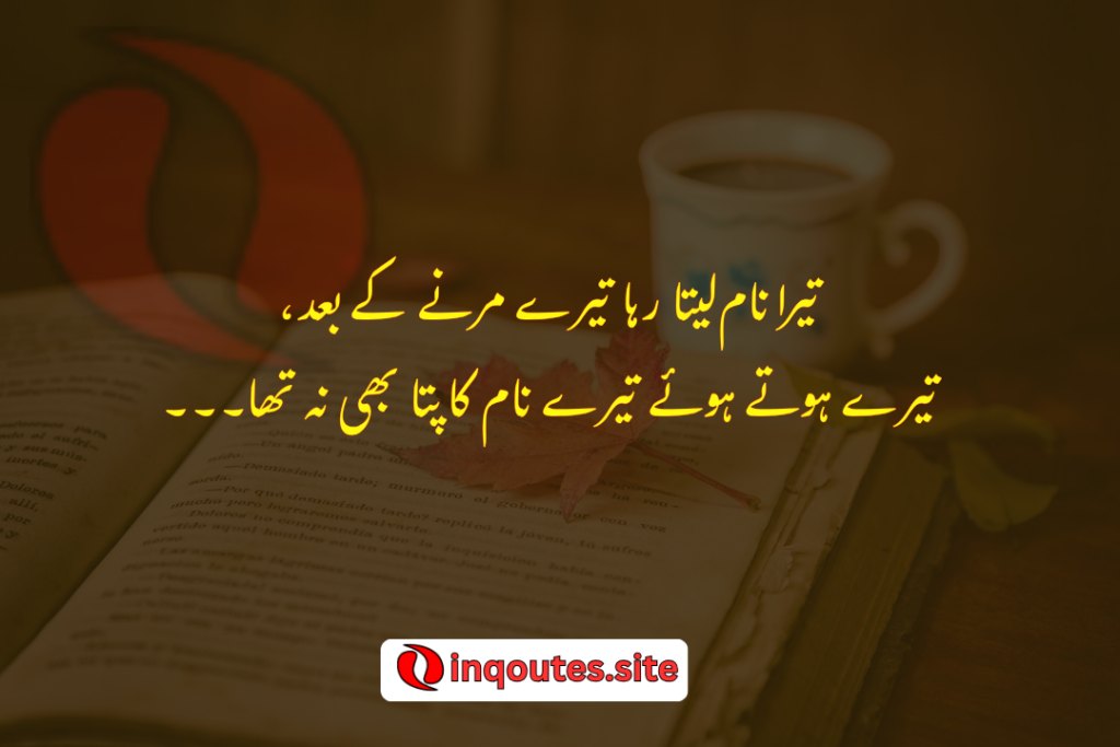 Tera naam leta raha tery marny k bad... tery hoty huay tery nam ka pta b na tha...