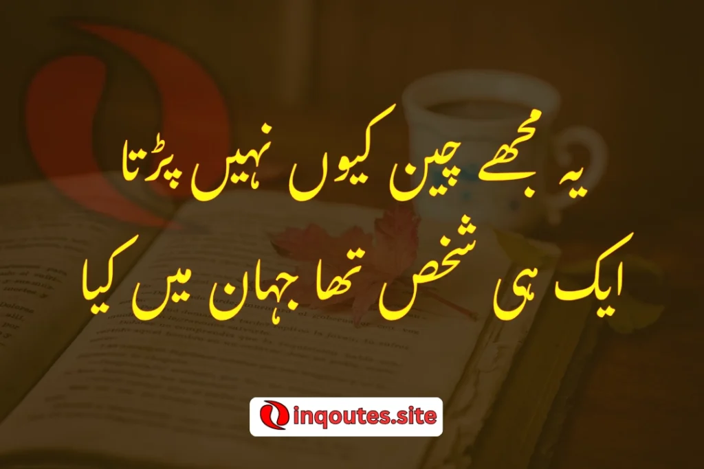 Iconic 2 line Urdu poetry by Jaun Elia written in elegant calligraphy