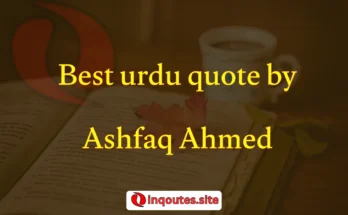 Ashfaq Ahmed sitting with books surrounded by his famous Urdu quotes